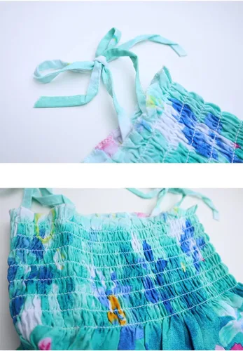 Miniatura 5 de Flenwgo Vestidos bohemios para niñas, floral, sin mangas, arcoíris, playa, con collar, 2-12T