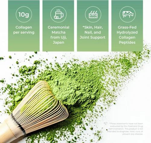 Miniatura 5 de Maiji Suplemento en polvo de péptidos de colágeno de Japón Matcha, polvo de té verde matcha de grado ceremonial (bolsa de 15 porciones)