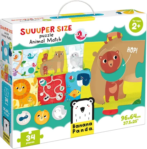 Banana Panda Animal Match Suuuper - Rompecabezas de suelo grande y actividad a juego para niños de 2 años en adelante, multicolor