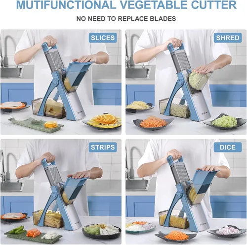 Miniatura 3 de Cortadora de mandolina todo en 1 versión actualizada 2025 para cocina y rebanadora de mandolina ajustable. Cuchilla desmontable, corte en rodajas