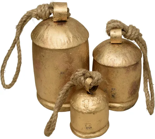 Campanas colgantes de puerta rústicas hechas a mano vintage, campanas de vaca Harmony para decoración de Navidad con temática de suerte, granja,