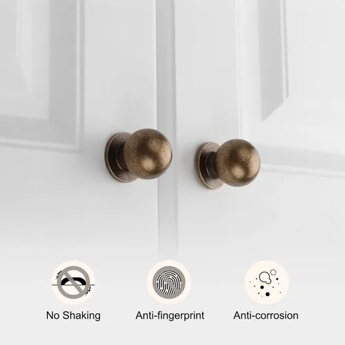 Miniatura 4 de Haliwu Paquete de 5 pomos de bronce antiguo para gabinetes de cocina, tiradores redondos para cajones para baño, cocina, dormitorio