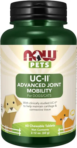 Now Mascotas, UC-II Movilidad Articular Avanzada para Perros y Gatos, Formulado por veterinarios, Ayuda a mantener el cartílago y el tejido