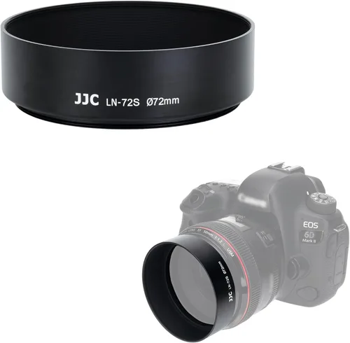 JJC Parasol de lente de metal de aluminio estándar de montaje atornillado de 2.835 in para lentes con rosca de filtro frontal de 2.835 in para Canon
