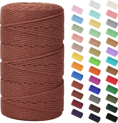 Miniatura 93 de Cordón de macramé de 0.079 in x 380 yardas (1140 pies), cuerda de algodón natural para colgar en la pared, ganchos de plantas, manualidades, Beige