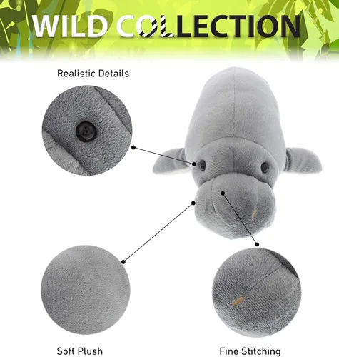 Miniatura 2 de DolliBu Colección de animales de peluche salvajes, colección de peluches suaves, regalos de animales para niños, peluche de manatí, criatura marina