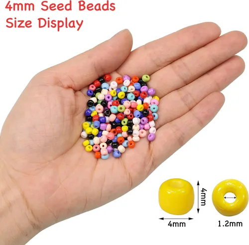 Miniatura 4 de Bala&Fillic Cuentas de vidrio de color beige de 0.157 pulgadas (0.157 in), alrededor de 1400 unidades en caja 6/0 cuentas de semillas de vidrio