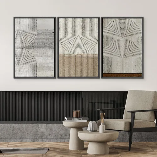 Miniatura 144 de SIGNWIN Lienzo enmarcado para pared, arte con pinceladas de flujo neutro en tonos beige abstractos, ilustraciones, arte moderno, decorativo