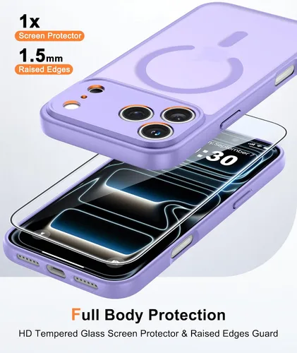 Miniatura 22 de FNTCASE Funda para iPhone 17 Pro: Fundas delgadas translúcidas de color azul claro compatibles con MagSafe, protección completa de la cámara