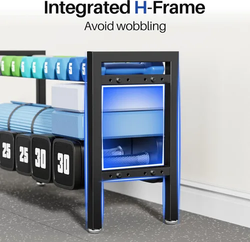 Miniatura 3 de Dumbbell Rack 2-Tier Adjustable Weight Rack For Home Gym Dumbbells Kettlebell (Rack Only)