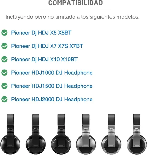Miniatura 4 de Elegantes opciones de color para DJ, almohadillas de espuma compatibles con Pioneer Hdj-X5 X5bt Hdj-X7 X7bt Hdj-X10 Dj auriculares