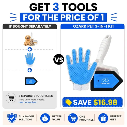 Miniatura 5 de Pet Hair Removal for Home & Car 3-in-1 – Reusable Dog & Cat Removal Kit with Pet Tool, Glove, Mini Detail Cleaning & Furniture Hair Remover for