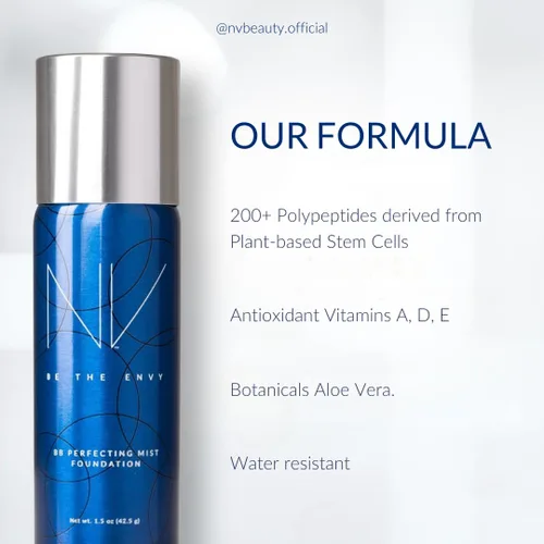 Miniatura 3 de NV BB Perfecting Mist Foundation - Maquillaje profesional con aerógrafo con polipéptidos de células madre a base de plantas, vitaminas A, D, E