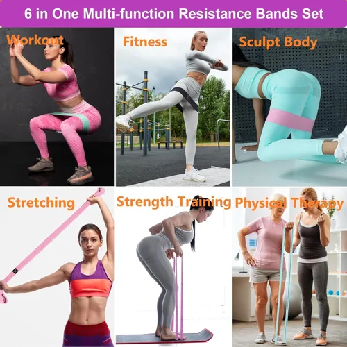 Miniatura 2 de STANDROCK Bandas de resistencia de tela para entrenamiento, bandas de 3 y 4 niveles, bandas de resistencia largas para mujeres y hombres Bandas
