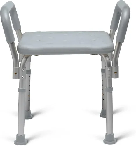 Medline Silla de ducha sin respaldo con brazos, capacidad de 350 libras, banco, taburete, asiento para ancianos, adultos mayores independientes
