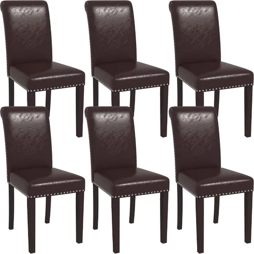 Miniatura 11 de Westice Juego de 8 sillas de comedor tapizadas de tela para cocina, sillas laterales de comedor con ribete de cabeza de clavo y patas de madera