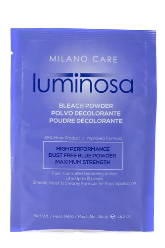 Luminosa Blue Bleach Powder - Polvo blanqueador rápido para el cabello para reflejos, balayage y pintura, a base de plantas, hidratante, sin polvo,