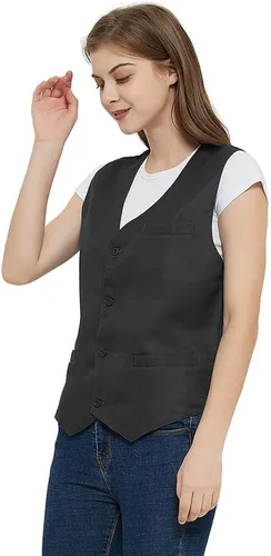 Miniatura 3 de TOPTIE Chaleco unisex con botones para uniforme de trabajo