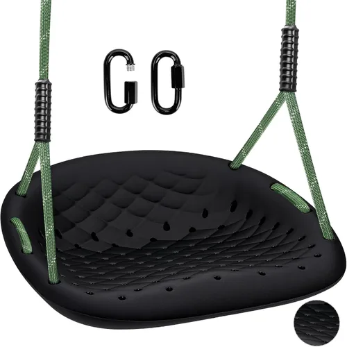Asiento de columpio resistente, capacidad de 550 libras, asiento de columpio para exteriores para adultos y niños, color negro
