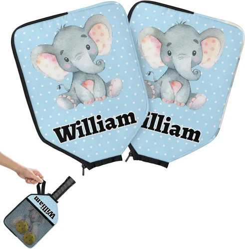Miniatura 18 de Funda de paleta de pickleball personalizable, 1/2 paquetes de texto personalizado, nombre y foto, ajuste universal para hombres y mujeres