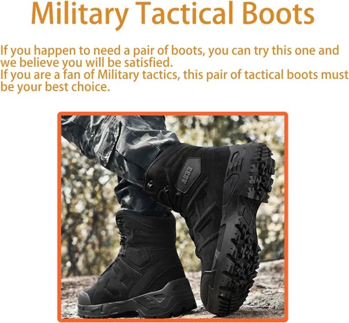 Miniatura 4 de Kervaky Botas tácticas para hombre, botas militares, botas de trabajo, botas de desierto, botas duraderas, botas de senderismo, botas de combate