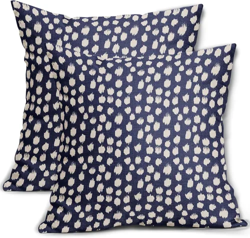 Miniatura 28 de Fundas de almohada marrón y blancas de 18 x 18 pulgadas, juego de 2 almohadas boho grises con lunares, fundas de almohada modernas estampadas