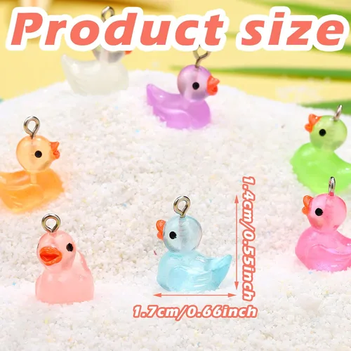 Miniatura 3 de Geelin Minipatos luminosos de resina que brillan en la oscuridad, diseño de patos en miniatura, adorno de cadena para hacer joyas y bricolaje
