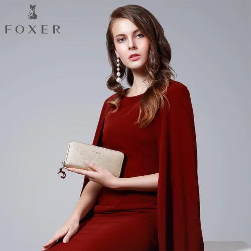 Miniatura 7 de FOXER - Billetera de piel para mujer, con dos divisiones, tarjetero y correa para la muñeca