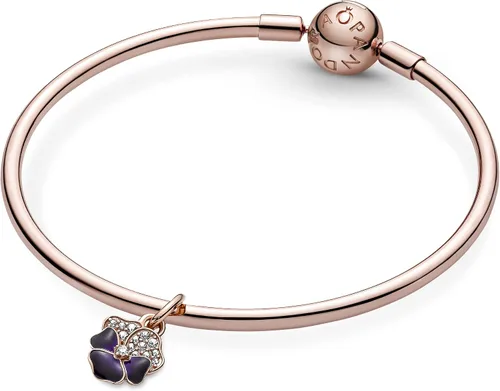 Miniatura 5 de Pandora 780776C01 - Abalorio colgante de flor de panadería morado profundo Plata de ley circonita