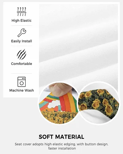 Miniatura 6 de Fundas coloridas para sillas de oficina con diseño de arco iris, 2 piezas, suave, decorativo, protector para silla de escritorio, protector