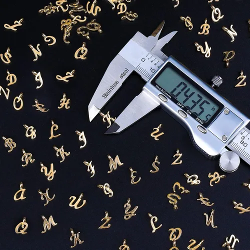 Miniatura 2 de SAVITA 130 unids/5 juegos de letras ABC minúsculas del alfabeto A-Z aleación de zinc pulseras colgantes para fabricación de joyas DIY (dorado), Zinc