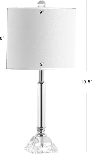 Miniatura 4 de JONATHAN Y Juego de 2 lámparas de mesa de cristal transparente de 19.5 pulgadas para dormitorio, modernas lámparas de mesita de noche cromadas