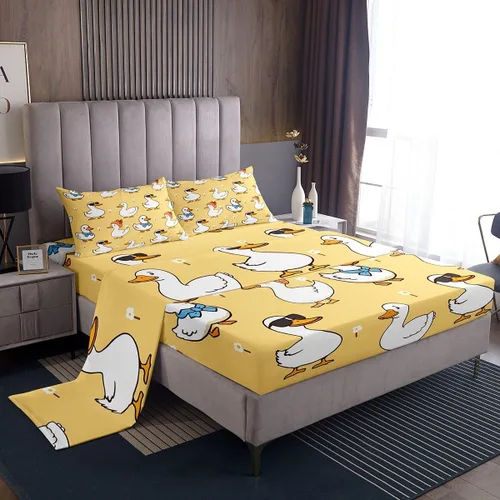 Miniatura 37 de Erosebridal Juego de sábanas para niños y niñas, diseño de pato amarillo, diseño de patos de dibujos animados, juego de ropa de cama de granja