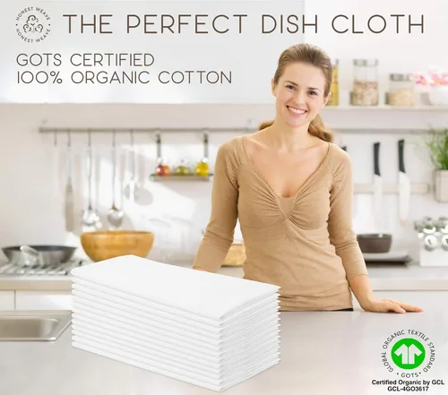 Miniatura 5 de HONEST WEAVE GOTS Certificado - Juegos de toallas de mano y para platos de cocina de algodón flour sack 100% orgánico, extra grandes de 27x27