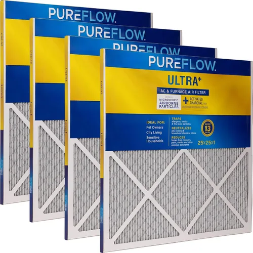Miniatura 16 de PureFlow - Filtro de aire para horno doméstico de 12 x 12 x 1, con 4 capas de tecnología de filtración avanzada, MERV-13 paquete de 2