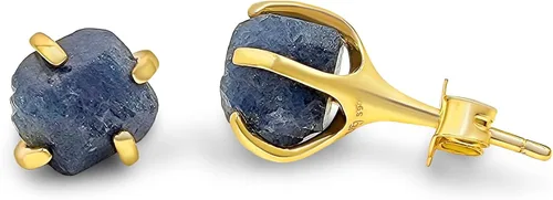 Miniatura 63 de Aretes de piedra preciosa natural en bruto con oro amarillo sobre plata de ley 925, 6 a 0.276 in, regalo de piedra de nacimiento de calidad genuina