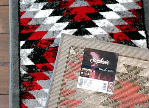 Miniatura 9 de Masada Rugs, Stephanie Collection - Alfombra de área del suroeste de nativos americanos, diseño desgastado 1106 rojo, gris, blanco y negro