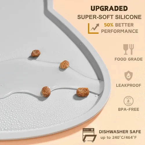 Miniatura 3 de Tapete de silicona para comida para gatos, tapete de alimentación de mascotas para el suelo, antideslizante, impermeable, bandeja para agua