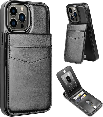 Miniatura 15 de MMHUO Funda para iPhone 14 con tarjetero y parte trasera magnética de flores para iPhone 14, funda protectora para iPhone 14, color oro rosa
