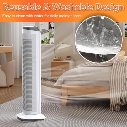 Miniatura 4 de GCGOODS Filtro de aire para ventilador de torre, filtros de ventilador de torre de flujo de aire fácil, filtro de aire lavable y cortable