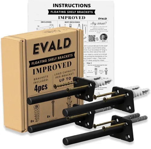 Miniatura 11 de EVALD Soporte de Estante Flotante Resistente Soporte de Repisa Flotante de 4 Pulgadas, Soportes de Estante Ocultos y Anclajes Accesorios