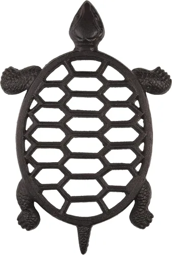 GASARÉ, Salvamanteles de hierro fundido para platos calientes, ollas y sartenes, salvamanteles de metal, diseño de tortuga marina, tapas de patas de