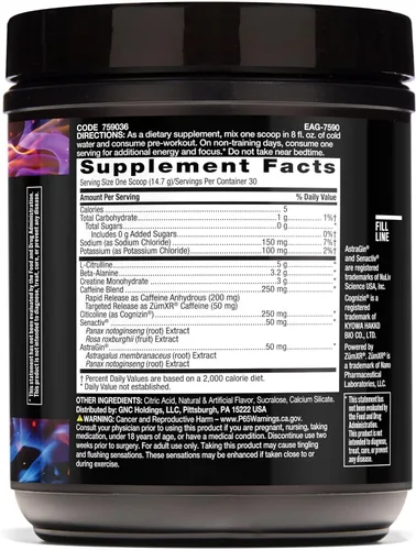 Miniatura 2 de BEYOND RAW LIT V2 - Polvo de entrenamiento de fuerza clínica, golpea más fuerte, bombas más grandes, cafeína, L-citrulina, creatina, manzana