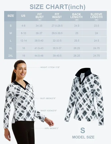 Miniatura 6 de JACK SMITH Polo de golf de manga larga para mujer, cuello en V, atlético, para tenis, absorbe la humedad