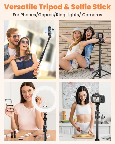 Miniatura 2 de Trípode para teléfono, trípode de 85 pulgadas de alto para iPhone con control remoto, cuello de cisne y soporte para teléfono, soporte para teléfono