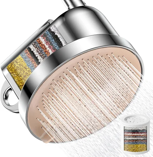 Cabezal de ducha filtrado certificado NSF, cabezal de ducha de lluvia de alta presión con filtro para suavizador de agua dura, fácil de instalar y