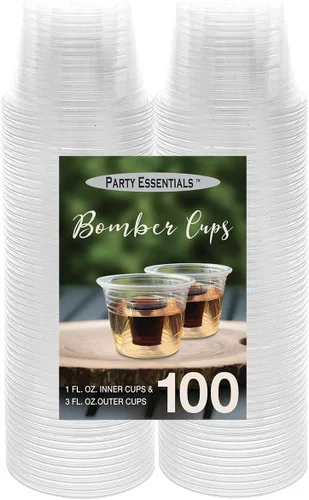 Miniatura 3 de Party Essentials Jager Blaster - Vasos de plástico suave, 3 onzas, 100 unidades, transparentes