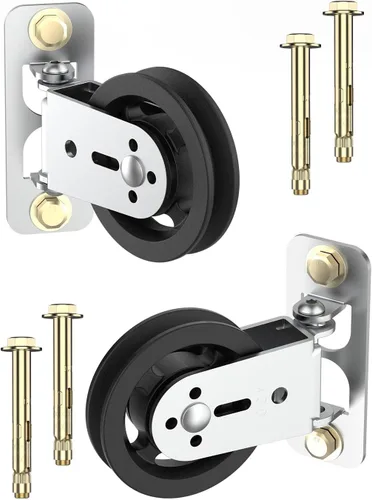 Miniatura 8 de Bloques de polea de gimnasio, rueda de polea fija de montaje en pared de 3.5 pulgadas/3.465 in, rotación de actualización de 180 grados, soporte