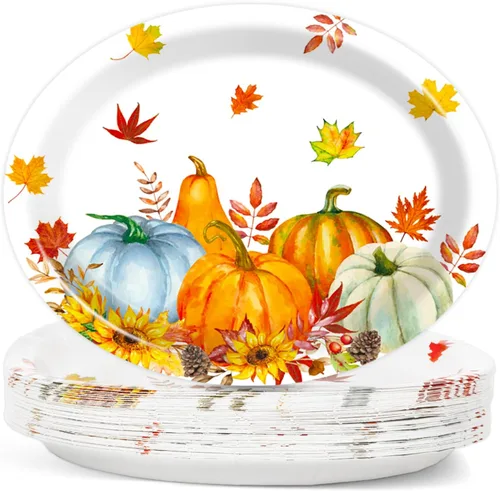 Miniatura 26 de 50 platos de papel ovalados de guinga rojo y verde de Navidad grandes de 11 pulgadas, desechables, decoraciones de fiesta temática de Navidad