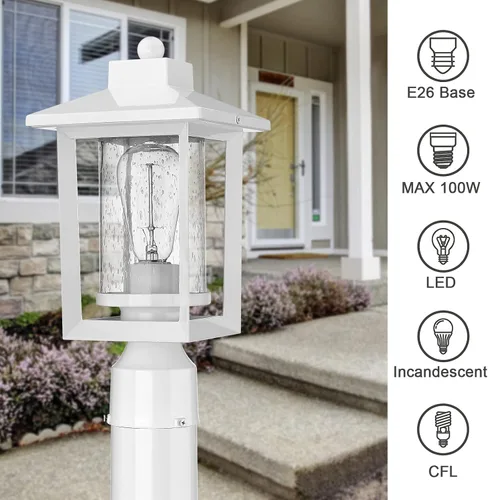 Miniatura 3 de Luces de poste exterior de Rosient, farol de poste exterior, lámpara de poste al aire libre, accesorio de iluminación de poste de camino con vidrio